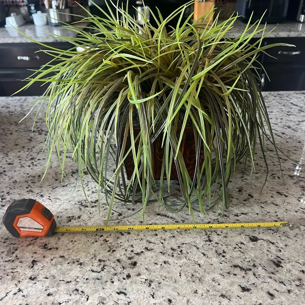 Green Faux Grass in Brown Planter - Picture 7 of 7